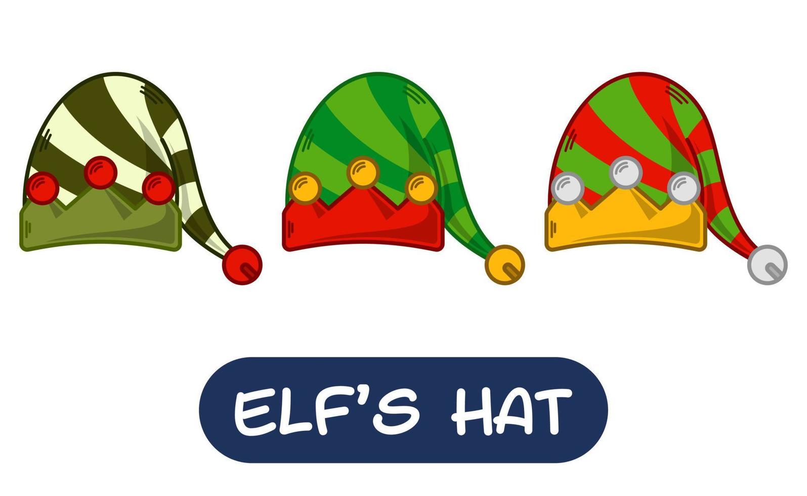 illustration de chapeau d'elfe de dessin animé. ensemble de couleurs de variation. vecteur eps 10