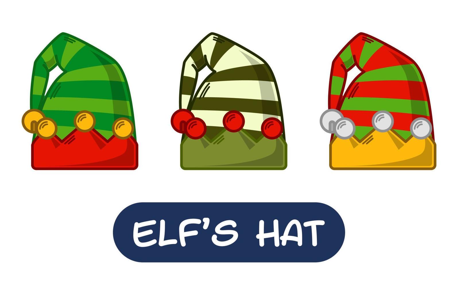 illustration de chapeau d'elfe de dessin animé. ensemble de couleurs de variation. vecteur eps 10