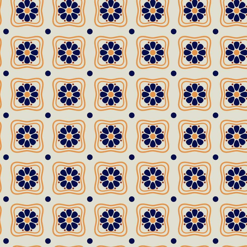 motif talavera. azulejos portugal. ornement turc. mosaïque de carreaux marocains. porcelaine espagnole. vaisselle en céramique, motif folklorique pour le fond, tapis, papier peint, tissu, illustration vectorielle. vecteur