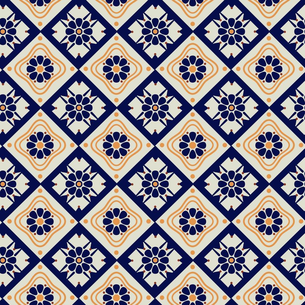 motif talavera. azulejos portugal. ornement turc. mosaïque de carreaux marocains. porcelaine espagnole. vaisselle en céramique, motif folklorique pour le fond, tapis, papier peint, tissu, illustration vectorielle. vecteur