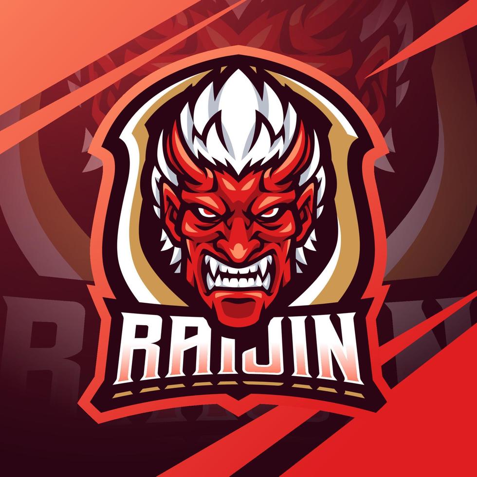 création de logo de mascotte esport raijin head vecteur