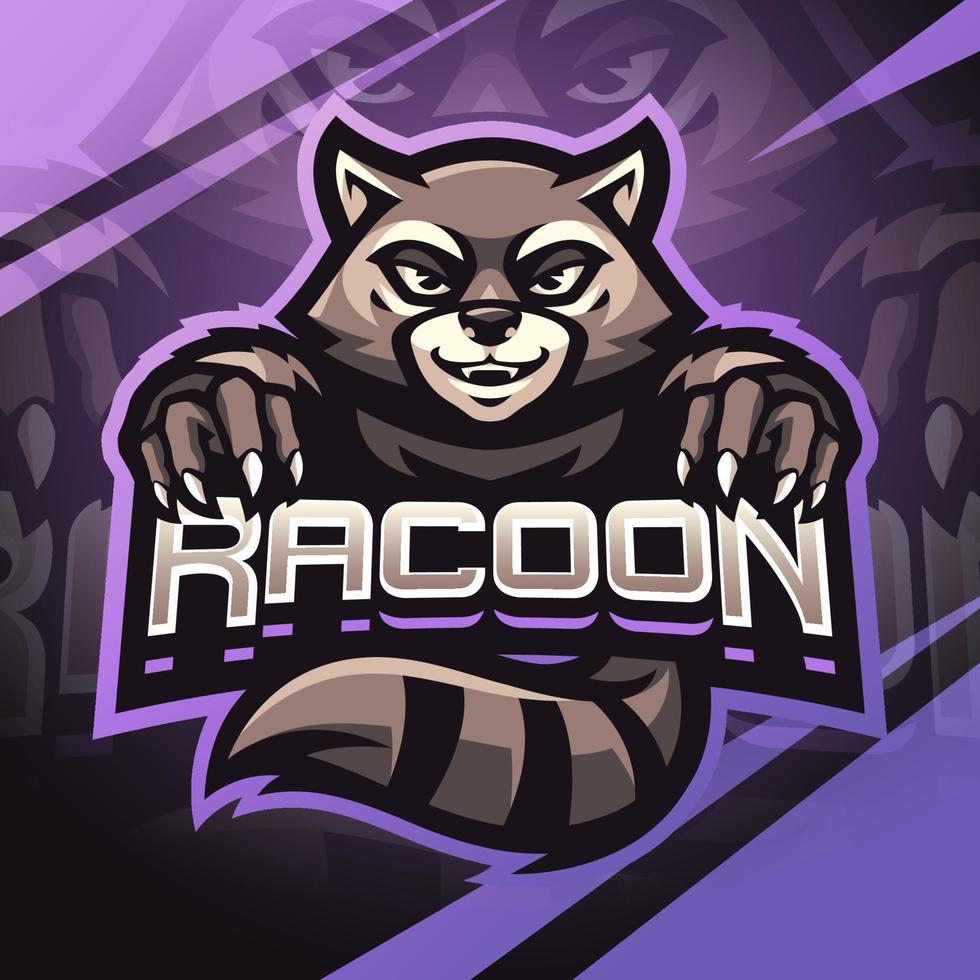 création de logo mascotte esport combattant raton laveur vecteur