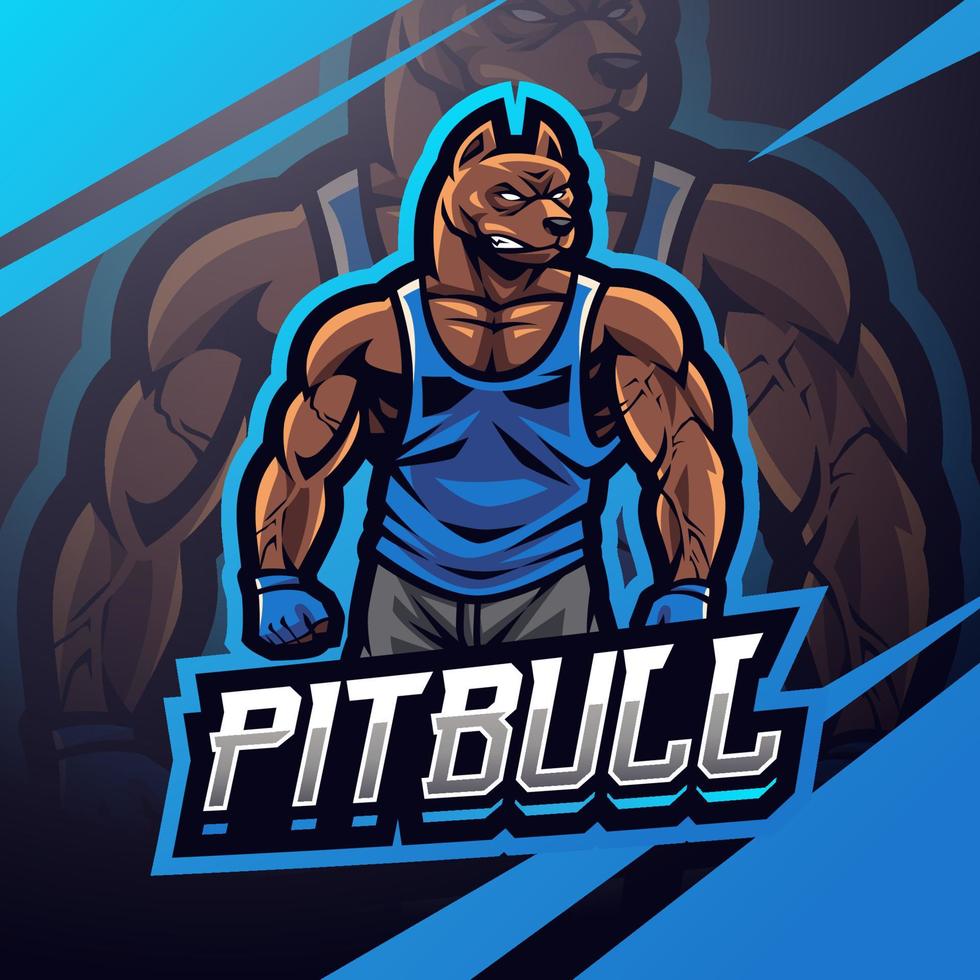 logo mascotte pitbull gym esport vecteur