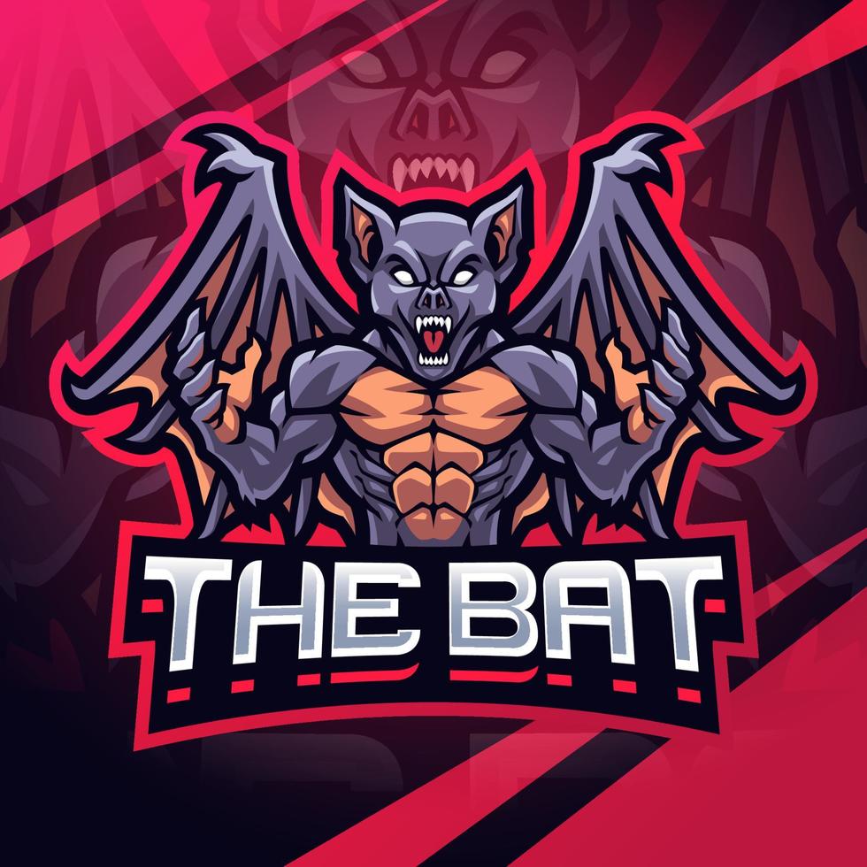 la conception du logo de la mascotte esport bat fighter vecteur