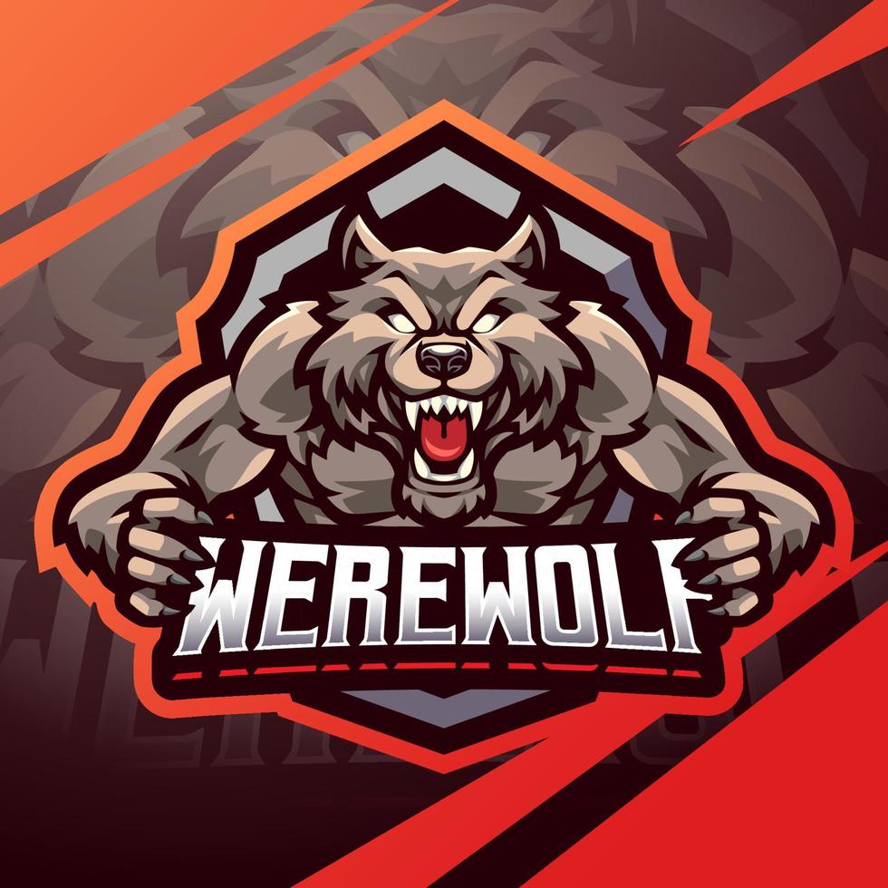 création de logo de mascotte loup-garou esport vecteur