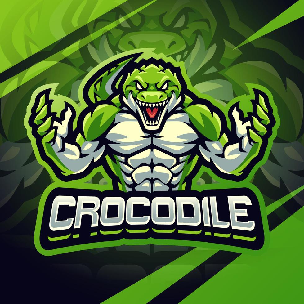 création de logo de mascotte esport combattant crocodile vecteur