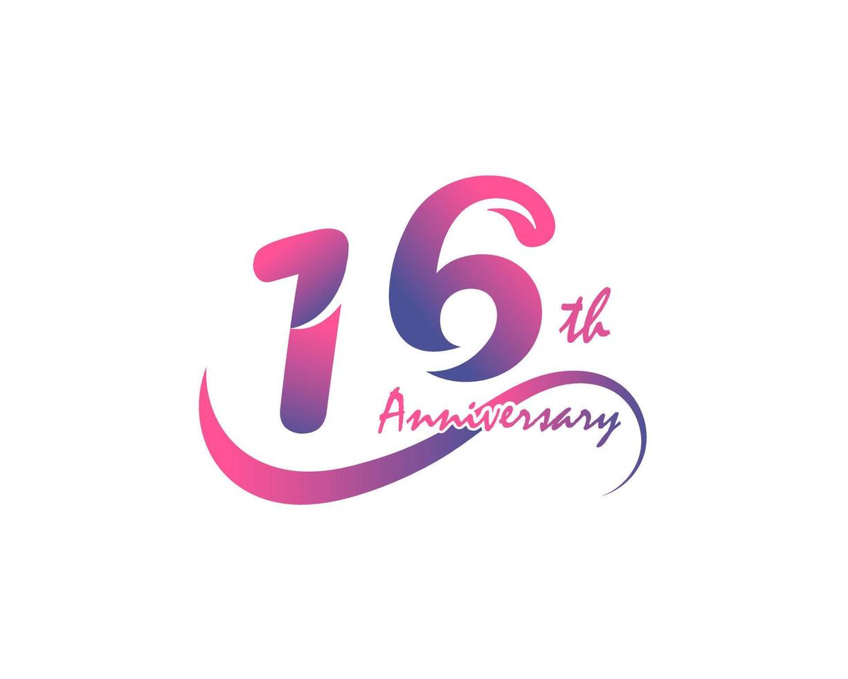 logo anniversaire 16 ans. Conception de modèle du 16e anniversaire pour affiche créative, dépliant, dépliant, carte d'invitation vecteur