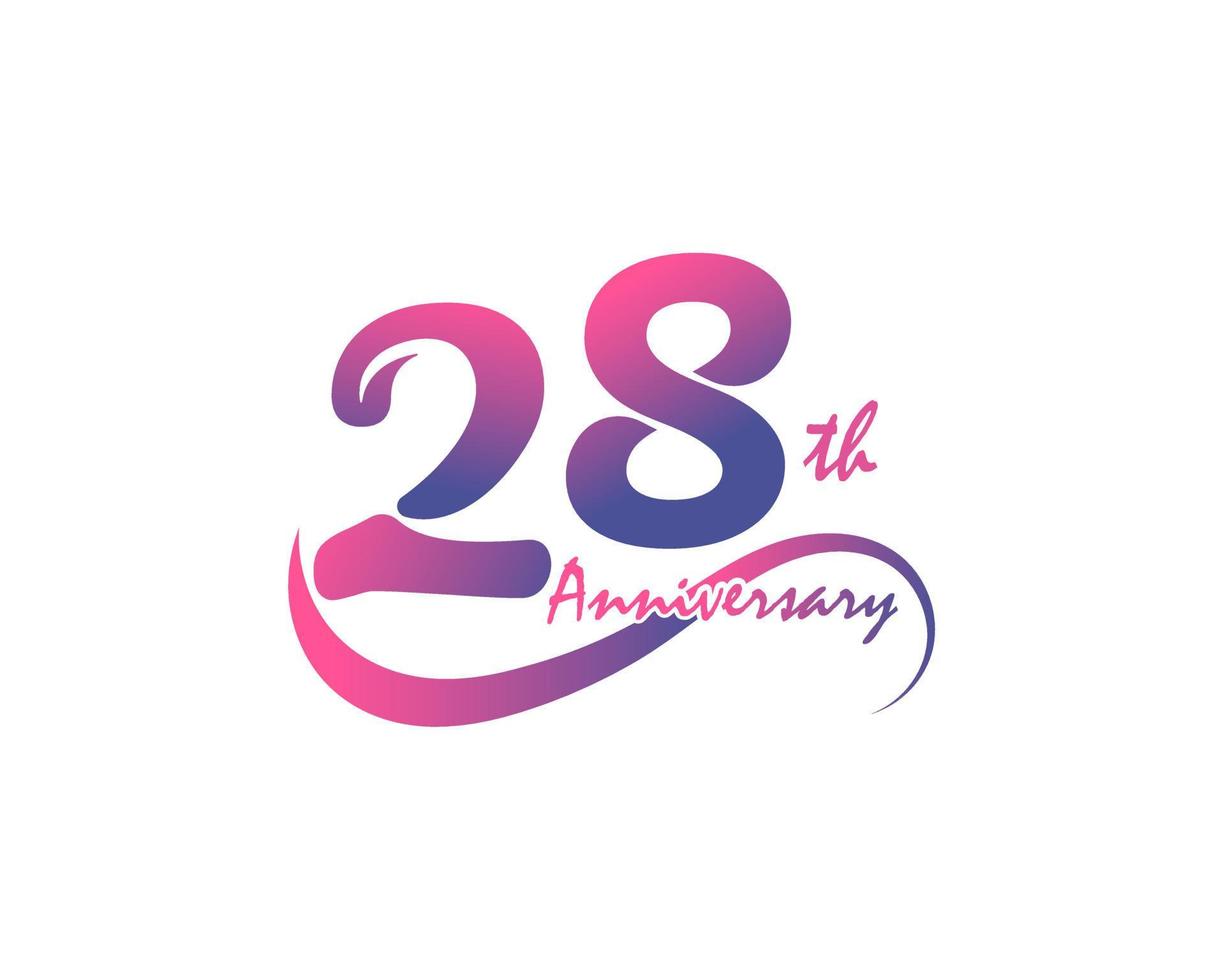 logo anniversaire 28 ans. Conception de modèle du 28e anniversaire pour affiche créative, dépliant, dépliant, carte d'invitation vecteur