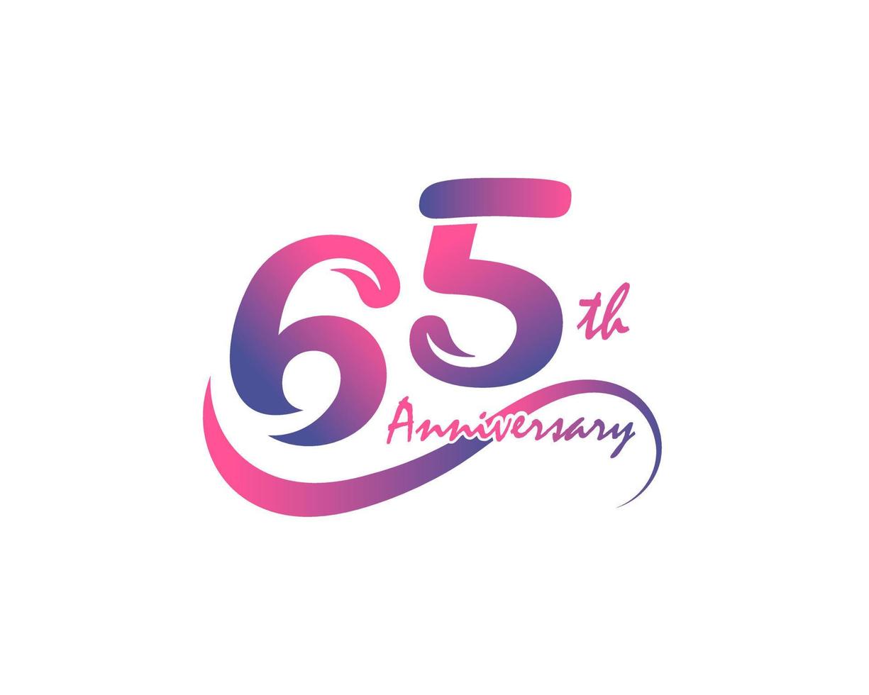 logo anniversaire 65 ans. Conception de modèle de 65e anniversaire pour affiche créative, dépliant, dépliant, carte d'invitation vecteur