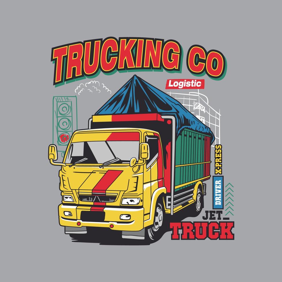 camions logistiques. la vie de camionneur. conception sur les camions pour affiche ou t-shirt vecteur