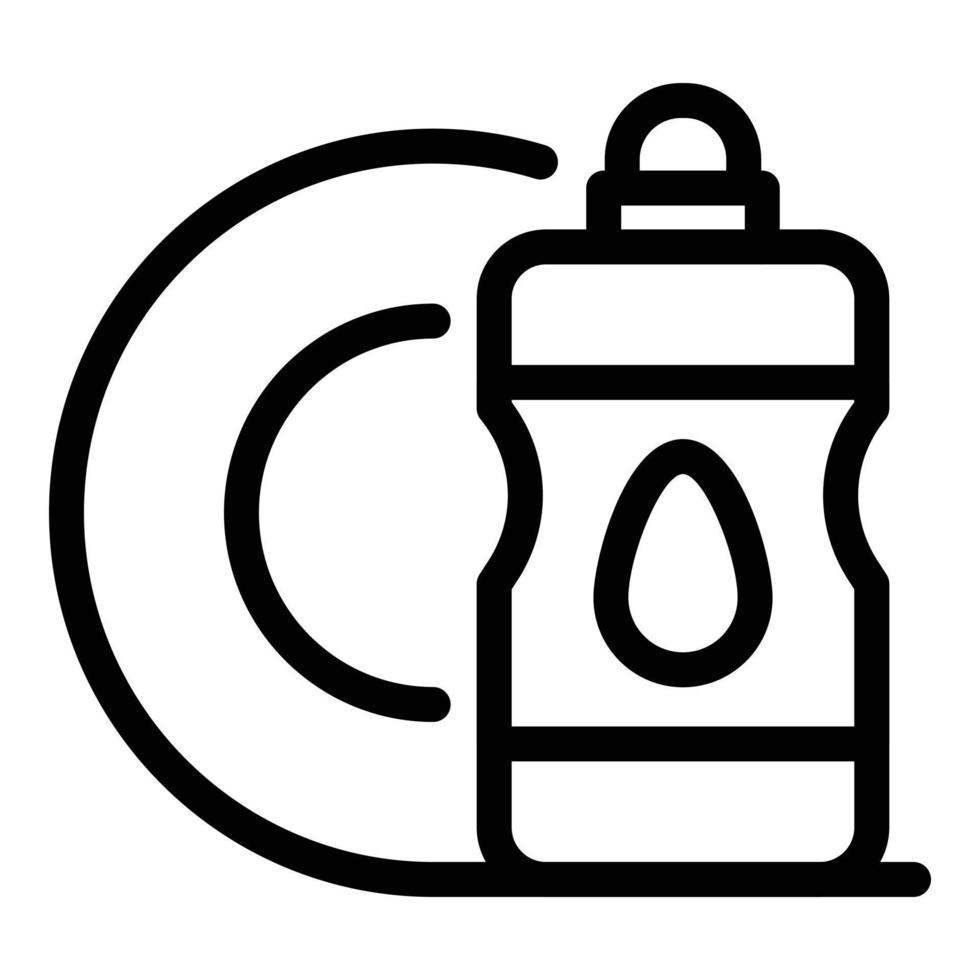 icône de bouteille de gel de lavage de plaque, style de contour vecteur