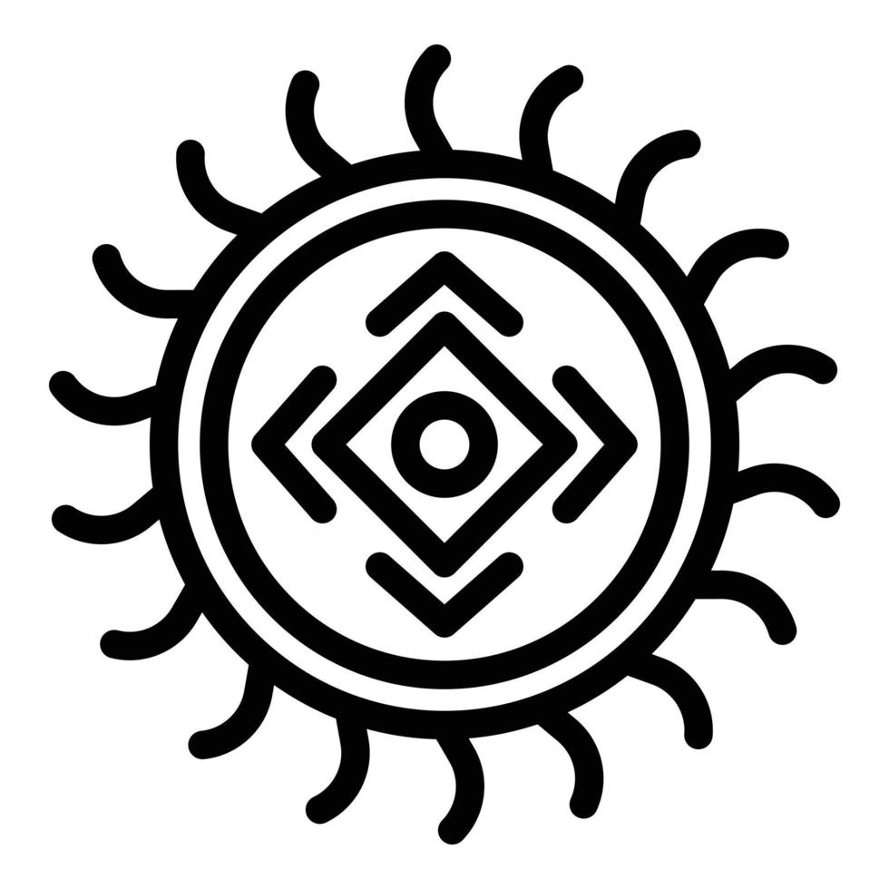 icône d'amulette tribale du soleil, style de contour vecteur
