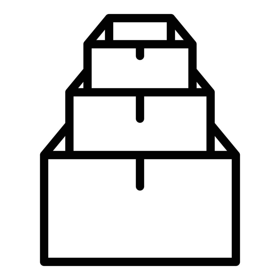 icône de boîte de pile de pile, style de contour vecteur