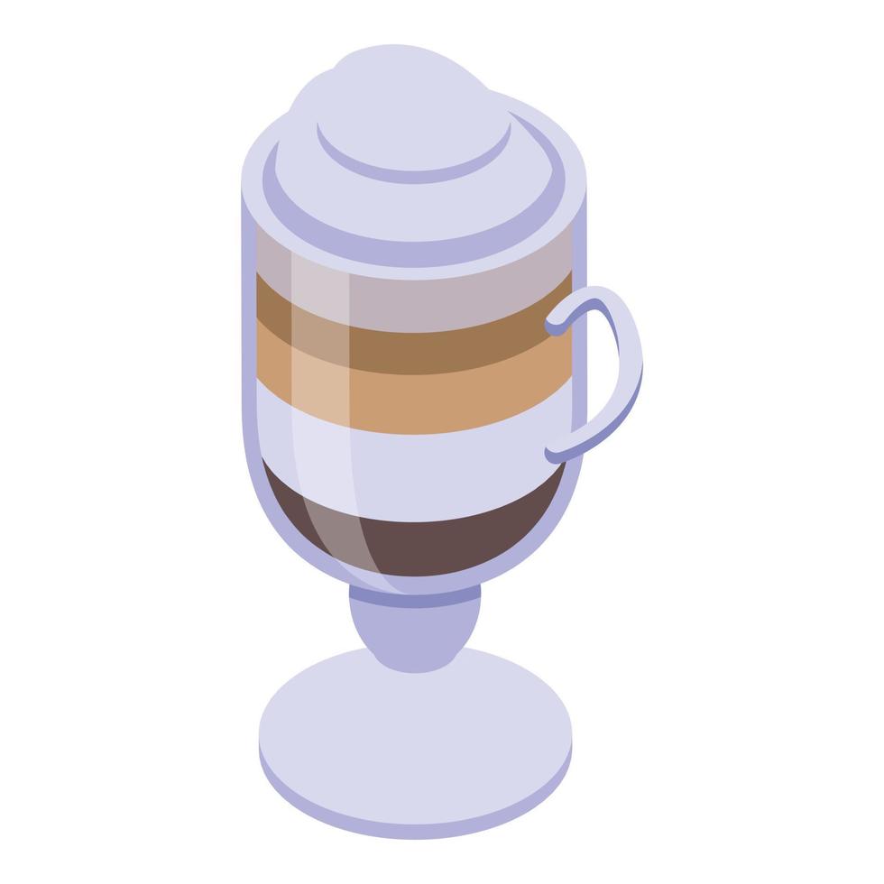 icône de verre latte, style isométrique vecteur
