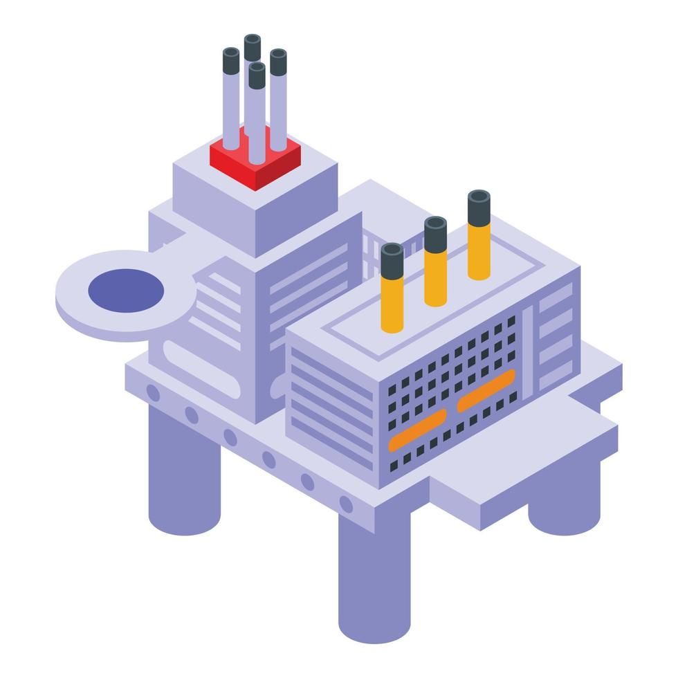 icône de gaz de plate-forme de forage en mer, style isométrique vecteur
