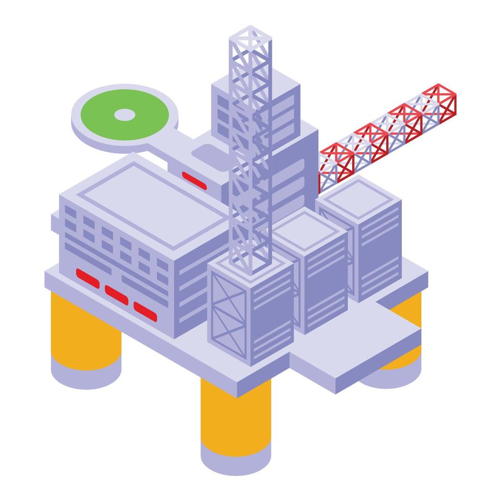 icône de charbon de plate-forme de forage en mer, style isométrique vecteur