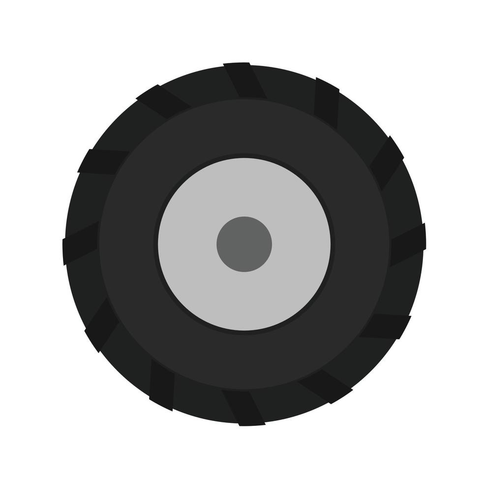 pneus en caoutchouc plat icône en niveaux de gris vecteur