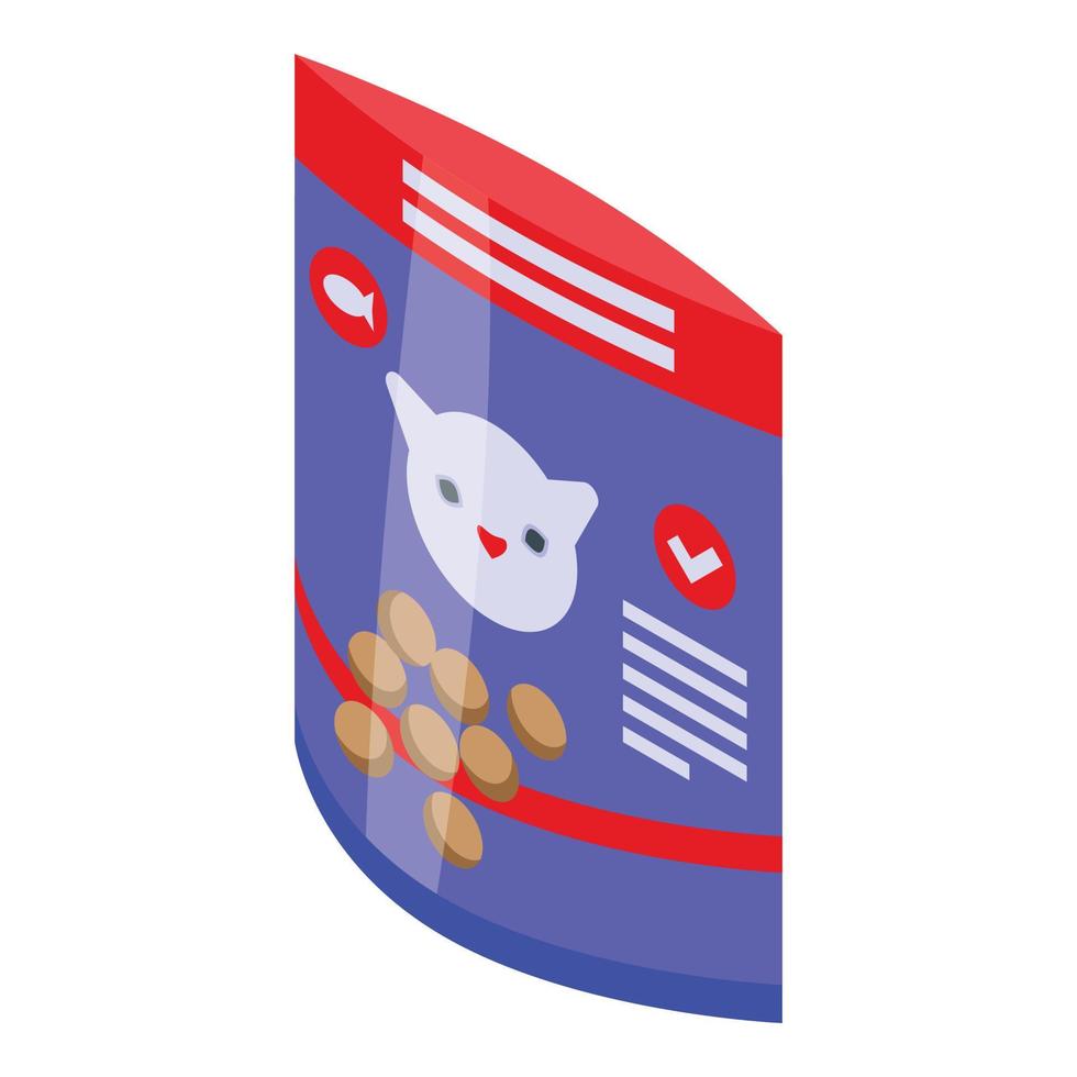 icône de paquet d'alimentation pour chat, style isométrique vecteur