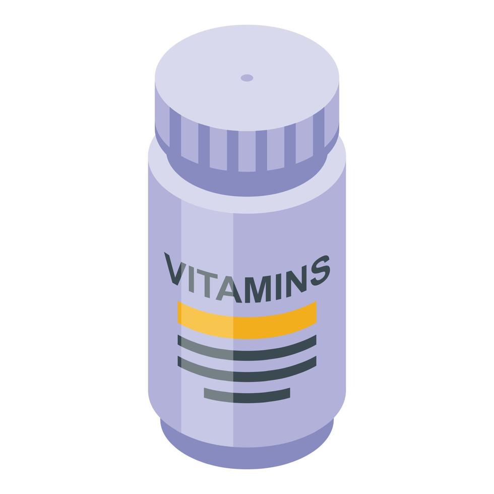icône de bouteille de vitamine de mode de vie sain, style isométrique vecteur