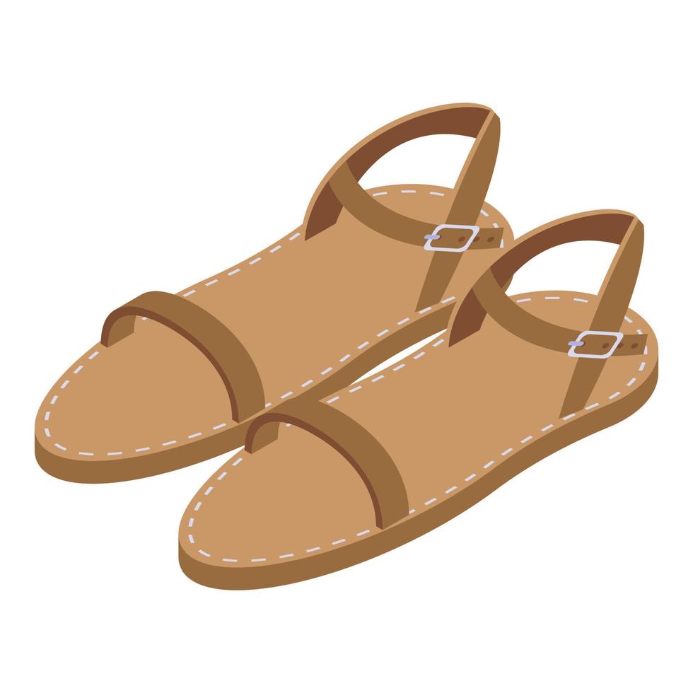 icône de sandales en cuir mère, style isométrique vecteur