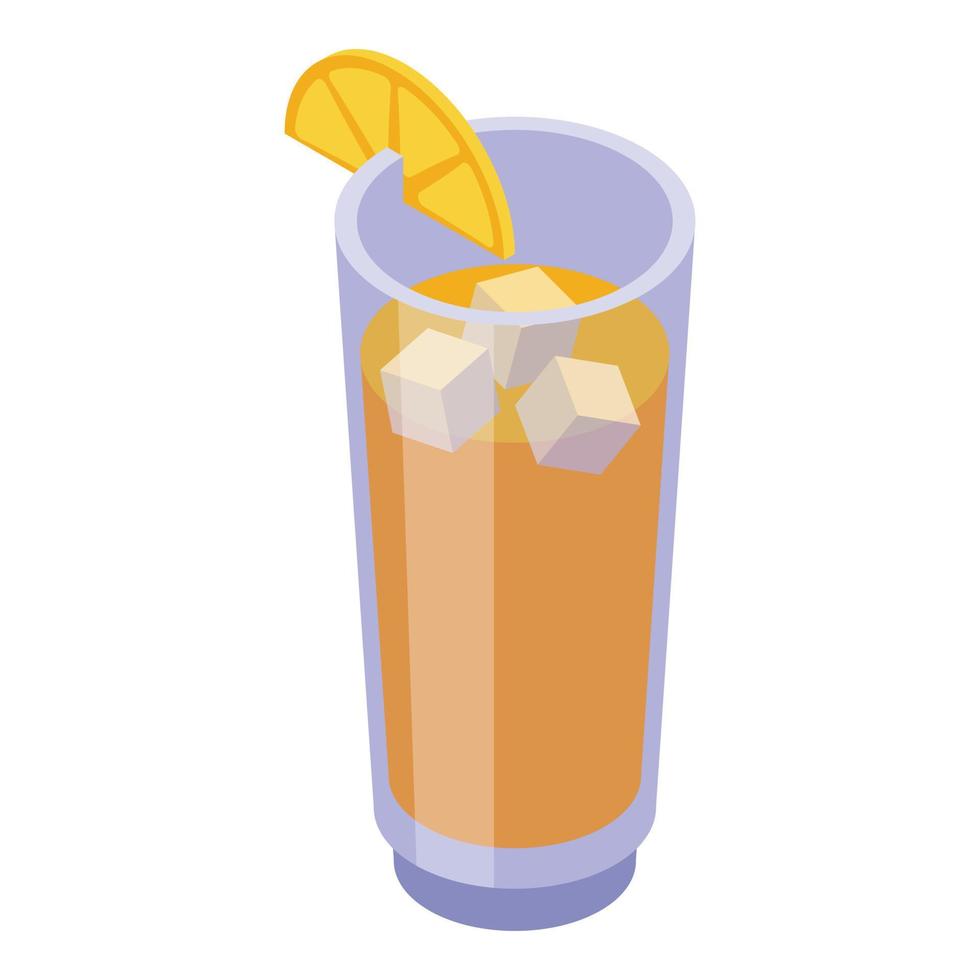 icône de verre à thé orange, style isométrique vecteur