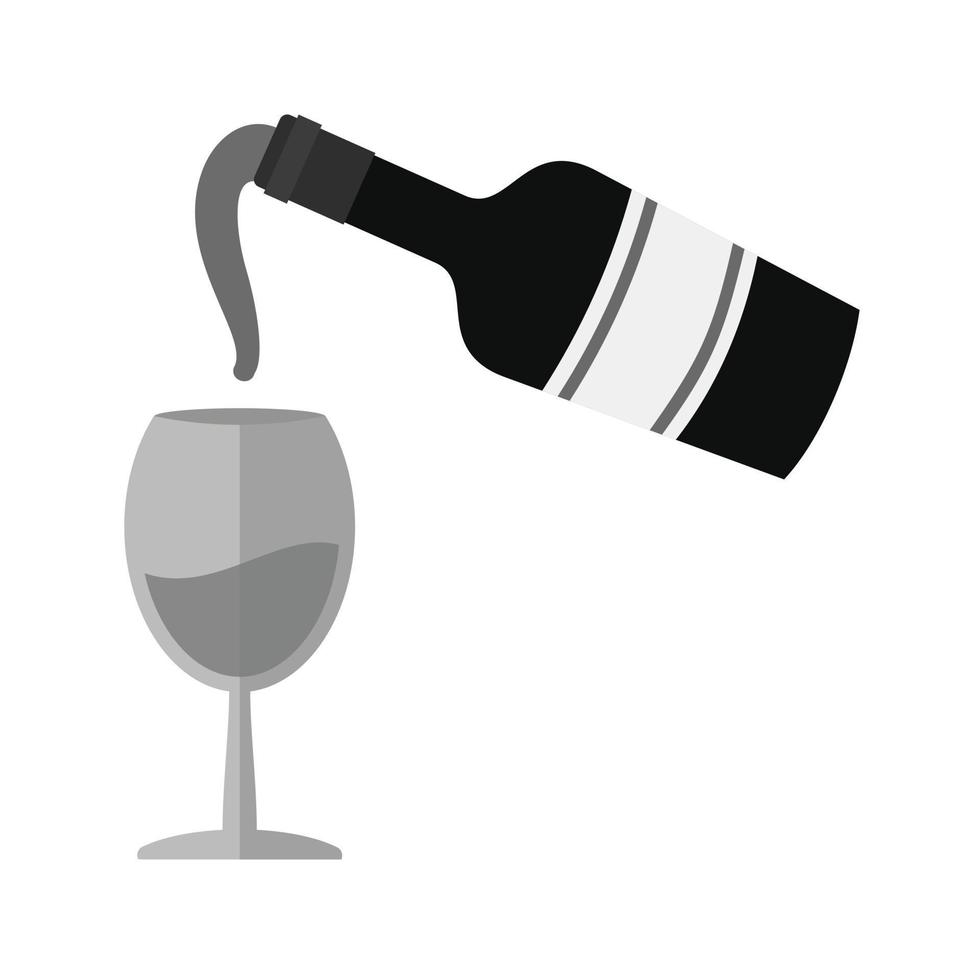 verser le vin plat icône en niveaux de gris vecteur