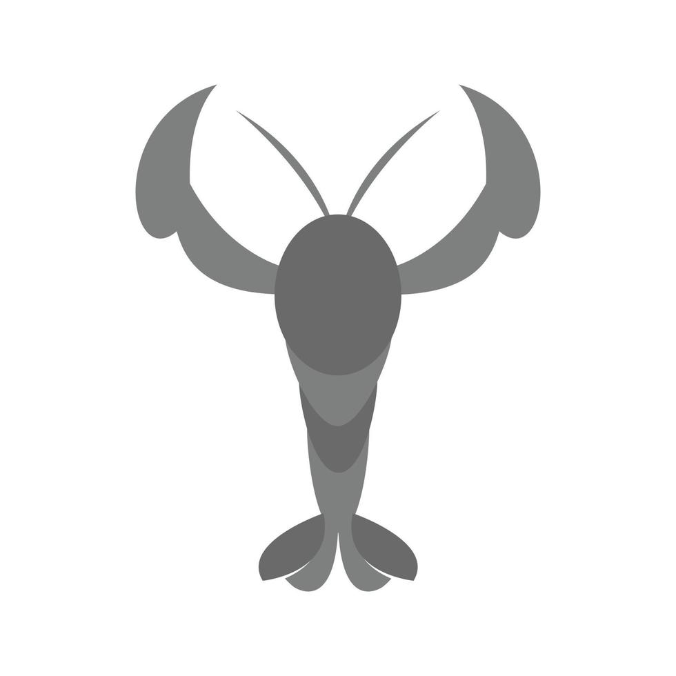 icône plate en niveaux de gris de homard vecteur