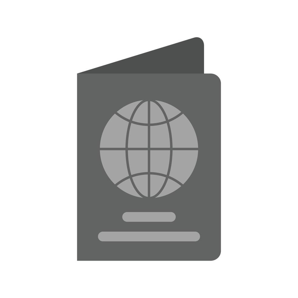 passeport plat icône en niveaux de gris vecteur