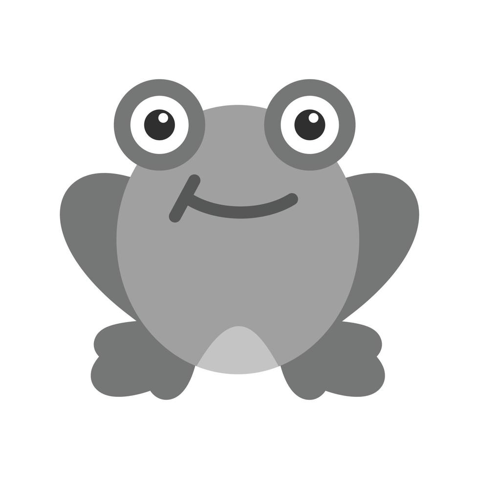 icône grenouille plate en niveaux de gris vecteur