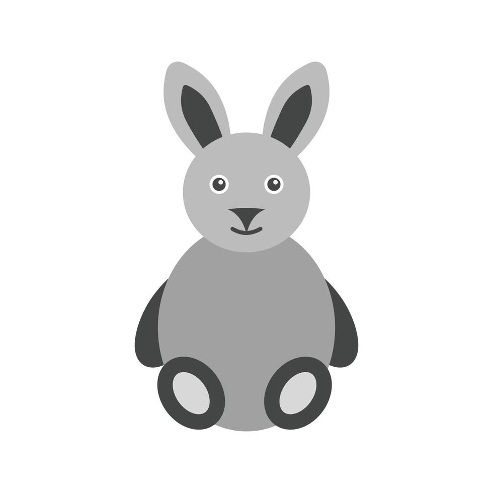 icône de lapin plat en niveaux de gris vecteur