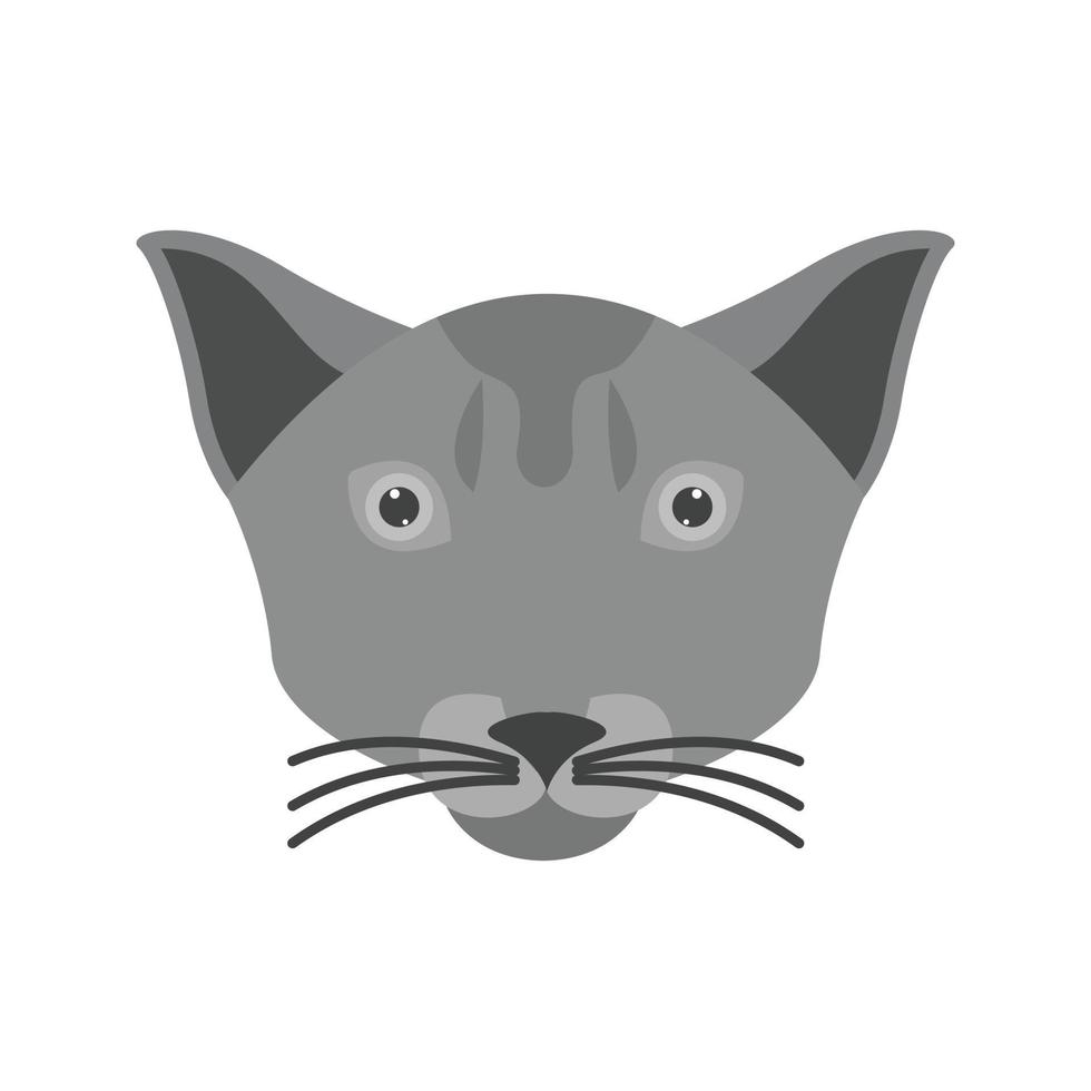 icône plate en niveaux de gris de visage de chat vecteur