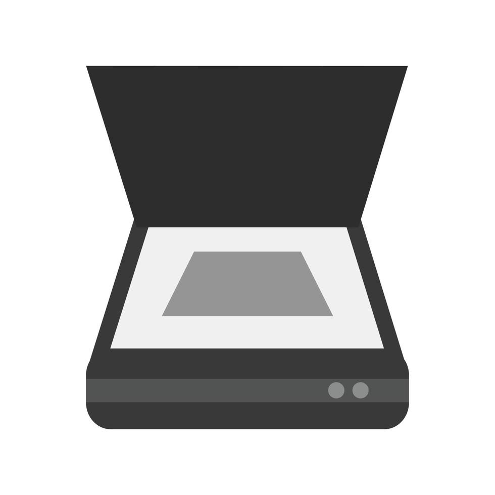 icône de scanner plat en niveaux de gris vecteur