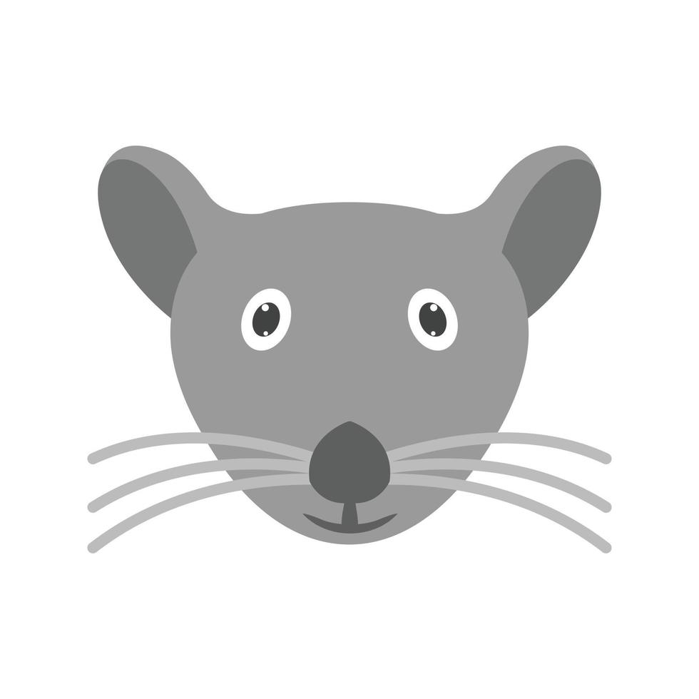 visage de souris icône plate en niveaux de gris vecteur