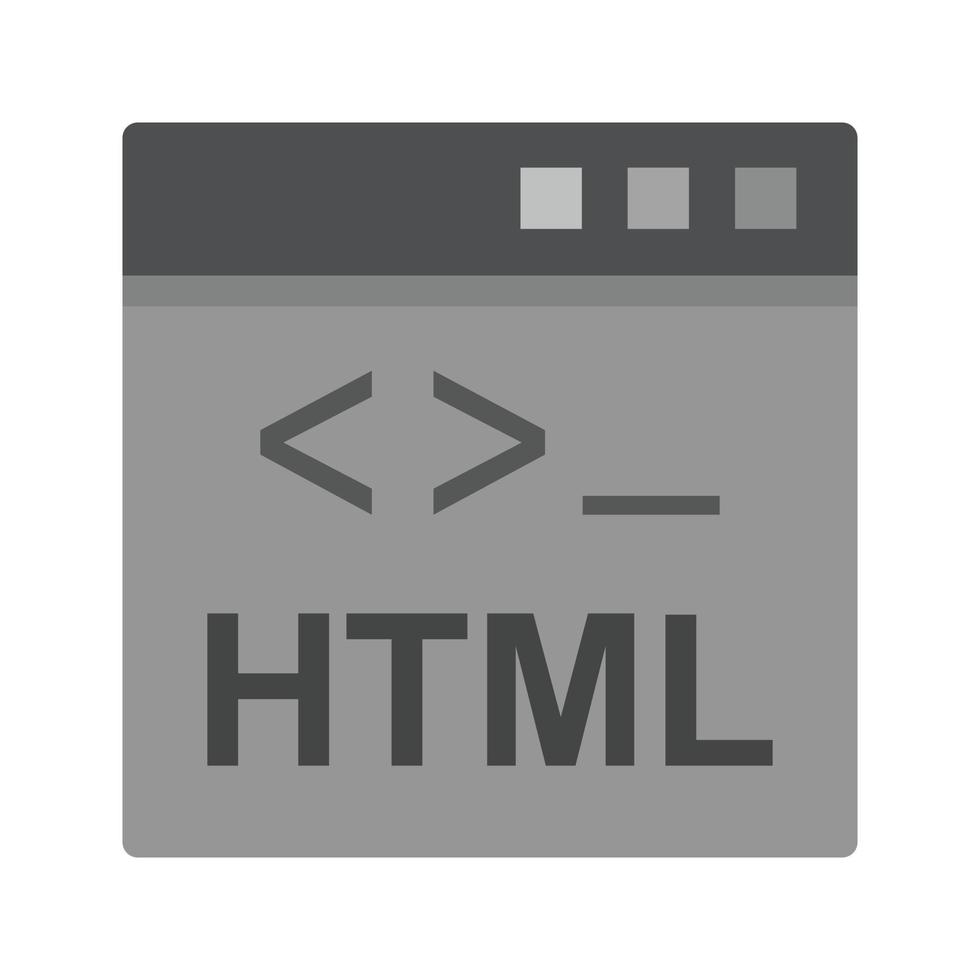 icône html plat en niveaux de gris vecteur