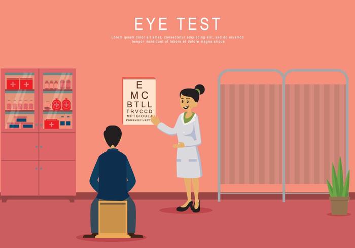 Homme faisant un test d'oeil sur l'illustration clinique vecteur