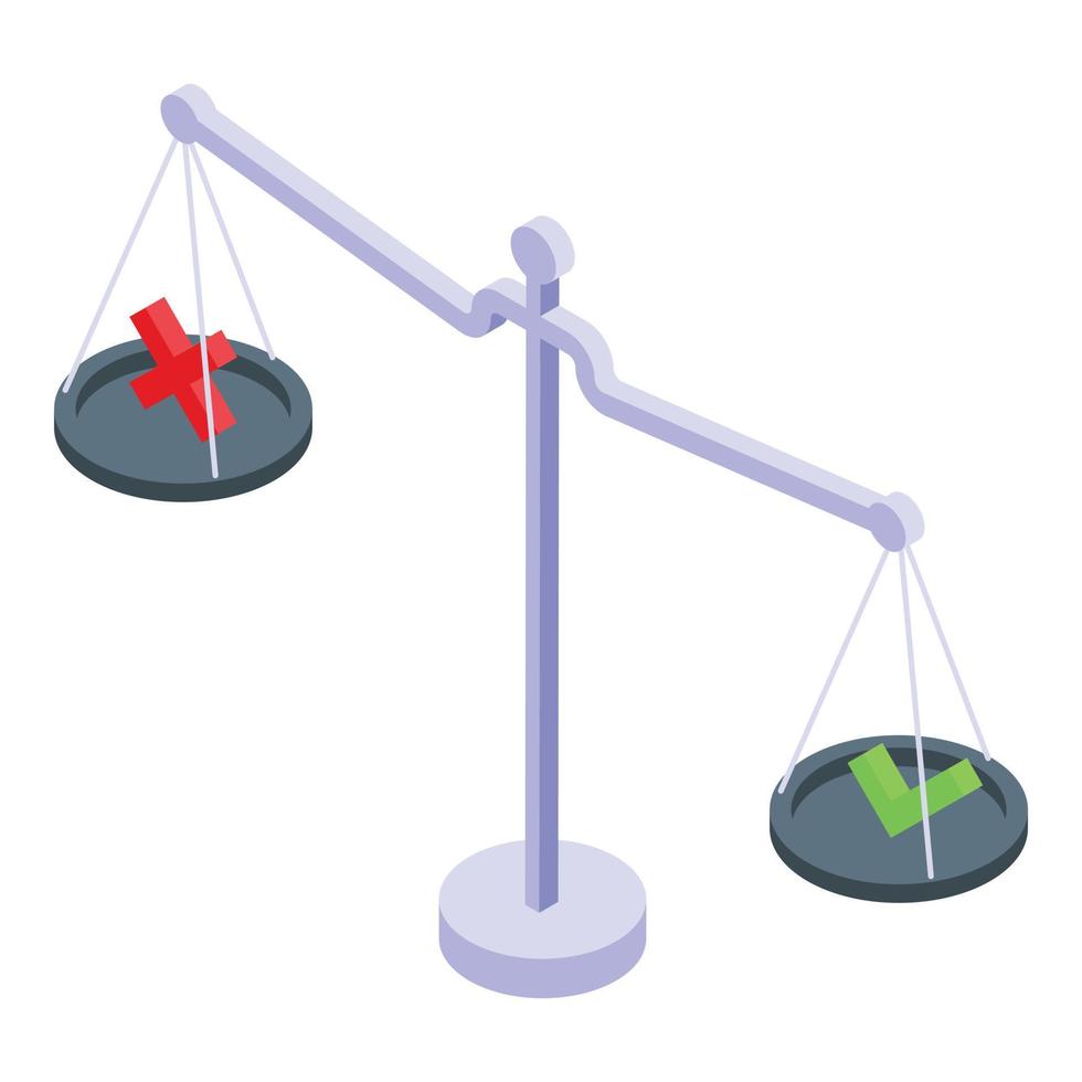 icône de comparaison de rejet approuvée, style isométrique vecteur