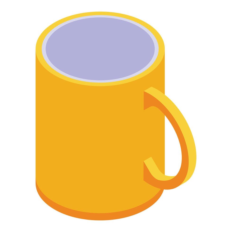 icône de tasse de bureau jaune, style isométrique vecteur