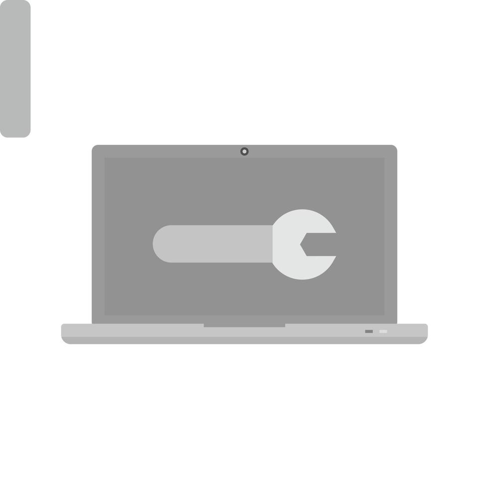 paramètres de l'ordinateur portable icône plate en niveaux de gris vecteur