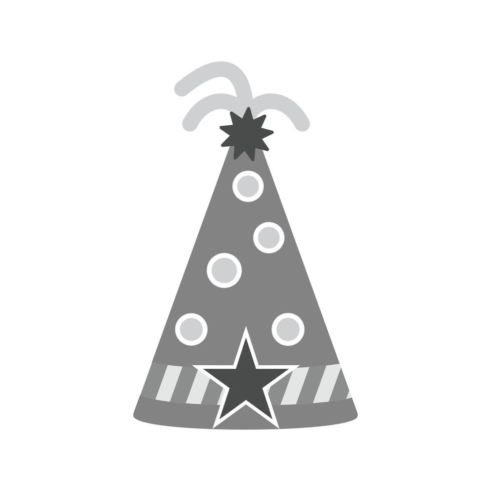 chapeau de fête plat icône en niveaux de gris vecteur