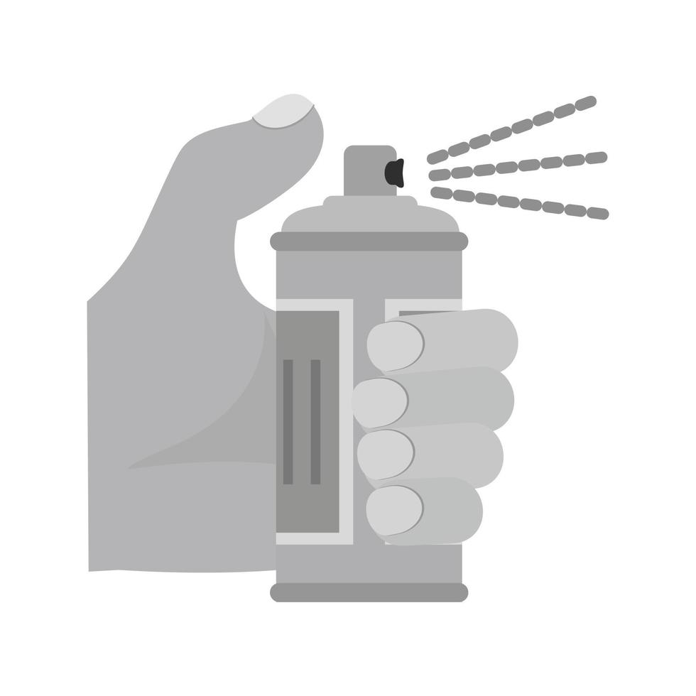 tenant l'icône plate en niveaux de gris du flacon pulvérisateur vecteur