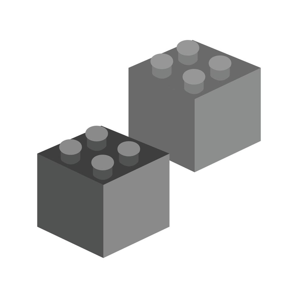 blocs i icône plate en niveaux de gris vecteur
