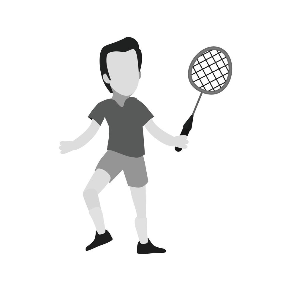icône plate en niveaux de gris de joueur de tennis vecteur