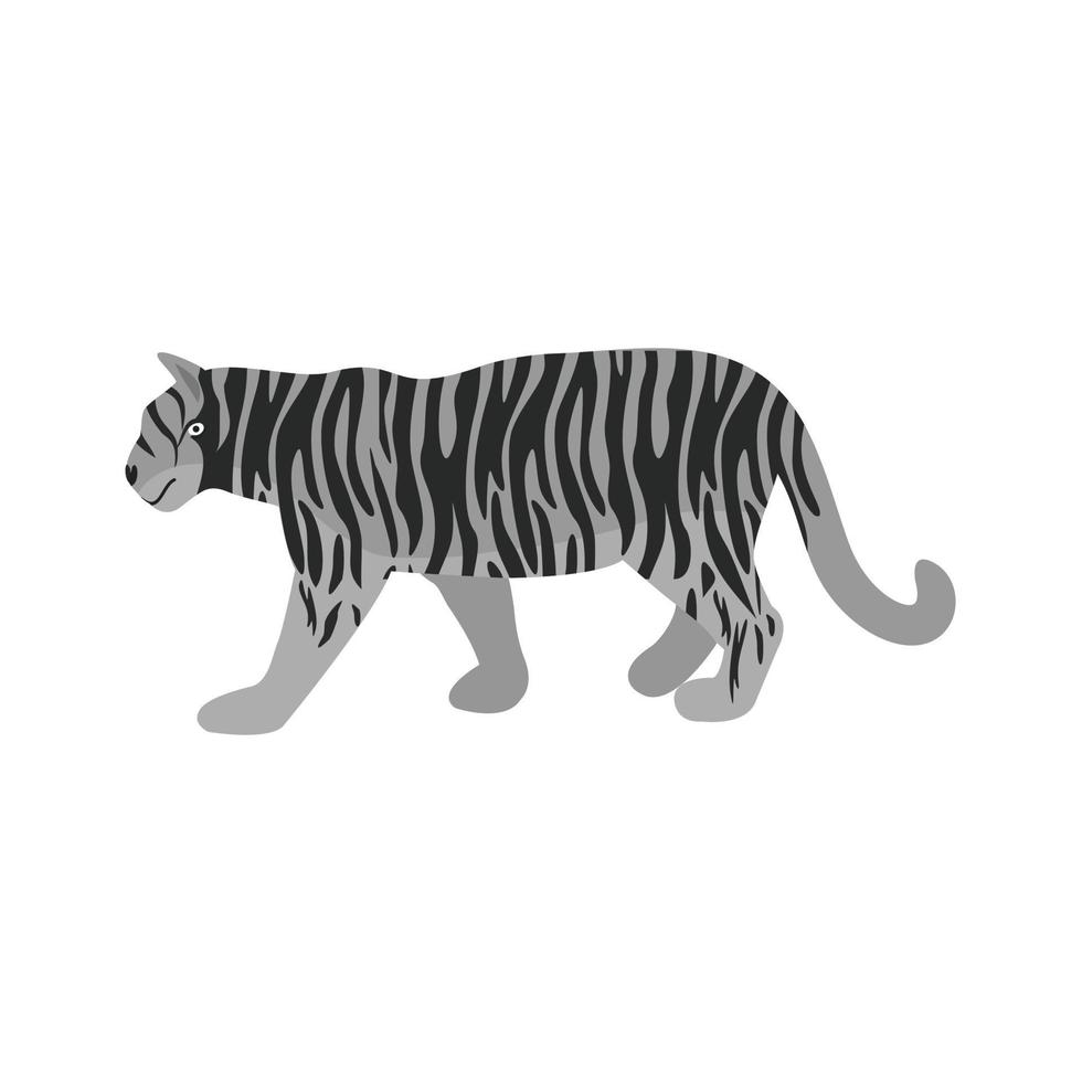 icône de tigre plat en niveaux de gris vecteur