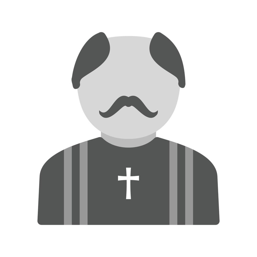 icône de prêtre plat en niveaux de gris vecteur