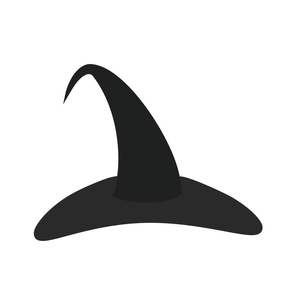chapeau de sorcière plat icône en niveaux de gris vecteur