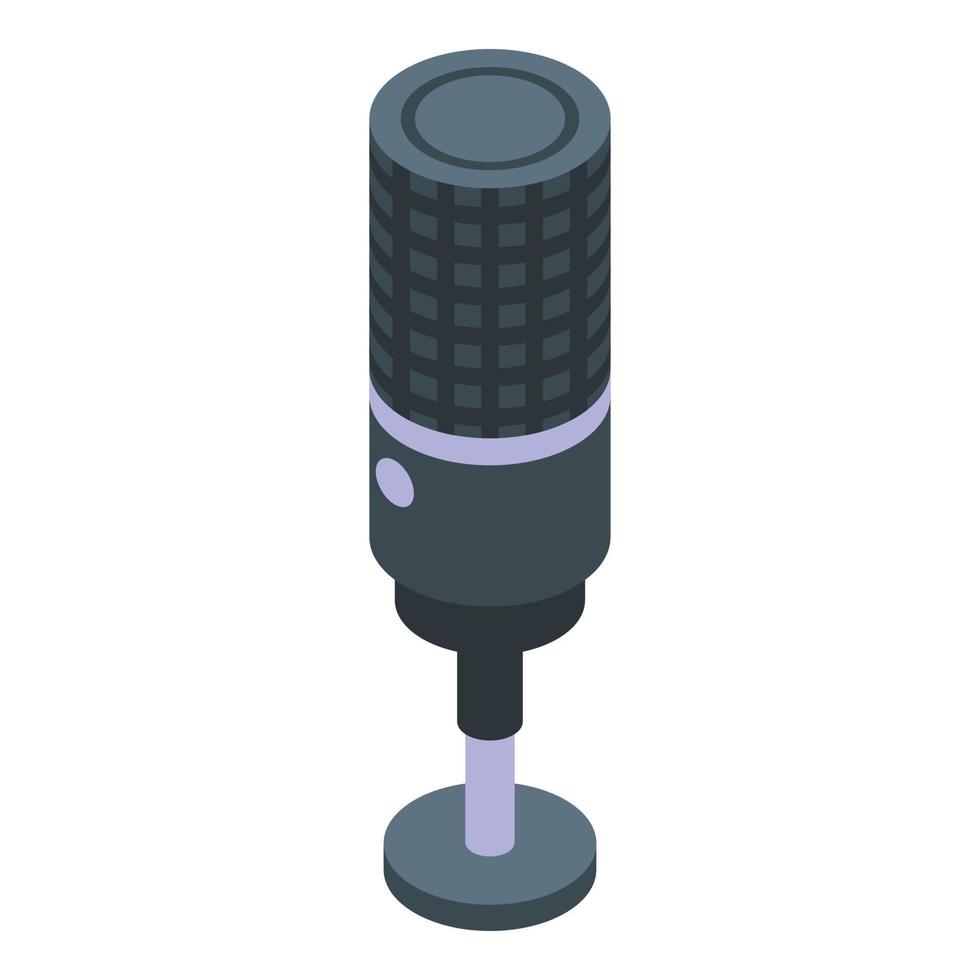 icône de playlist de microphone de studio, style isométrique vecteur