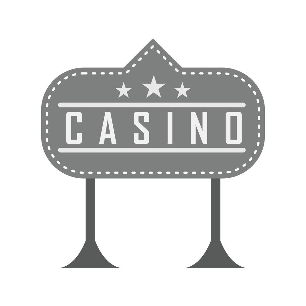 signe de casino icône plate en niveaux de gris vecteur