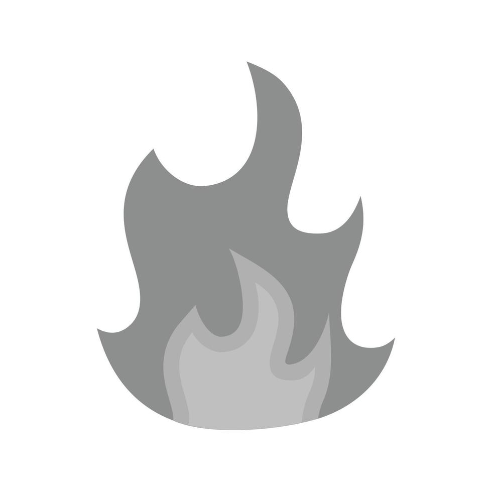 icône de flamme plate en niveaux de gris vecteur