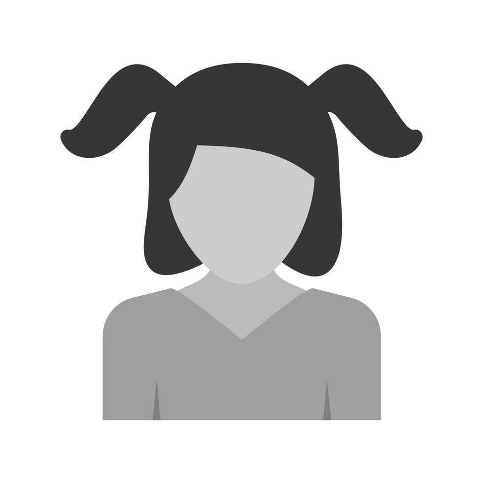 icône plate en niveaux de gris de jeune femme vecteur