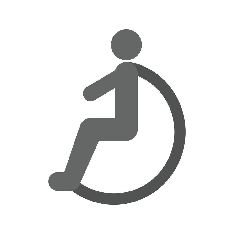 personne handicapée icône plate en niveaux de gris vecteur